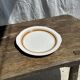 Vintage cake dish with orange and green trim D30