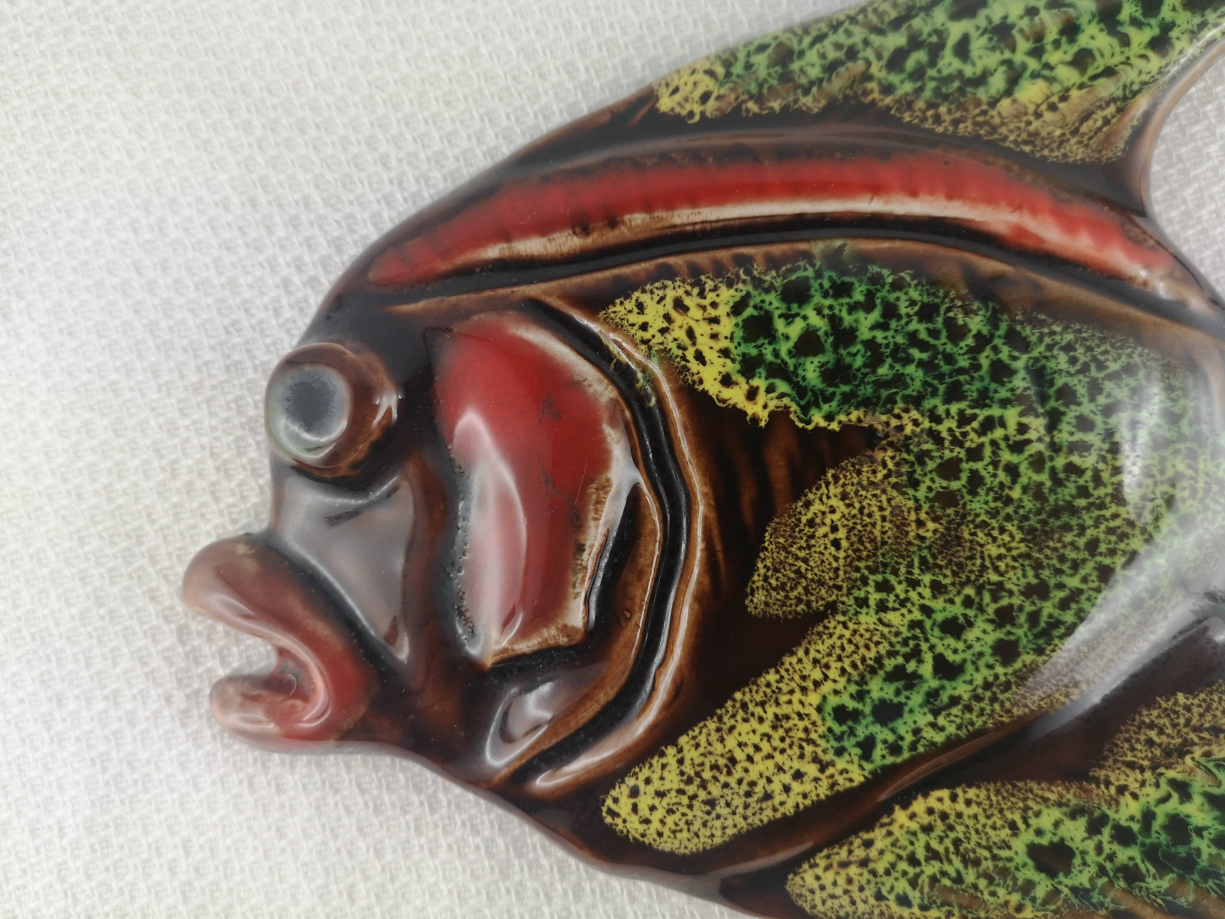 Handmade Vallauris ceramic fish wall decoration