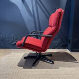 Geoffrey Harcourt F154 vintage swivel armchair for Artifort red fabric 70s