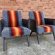 Paire de fauteuils "feu" des années 80