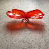 Red translucent blown glass bowl / centrepiece.