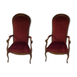 2 red voltaire armchairs