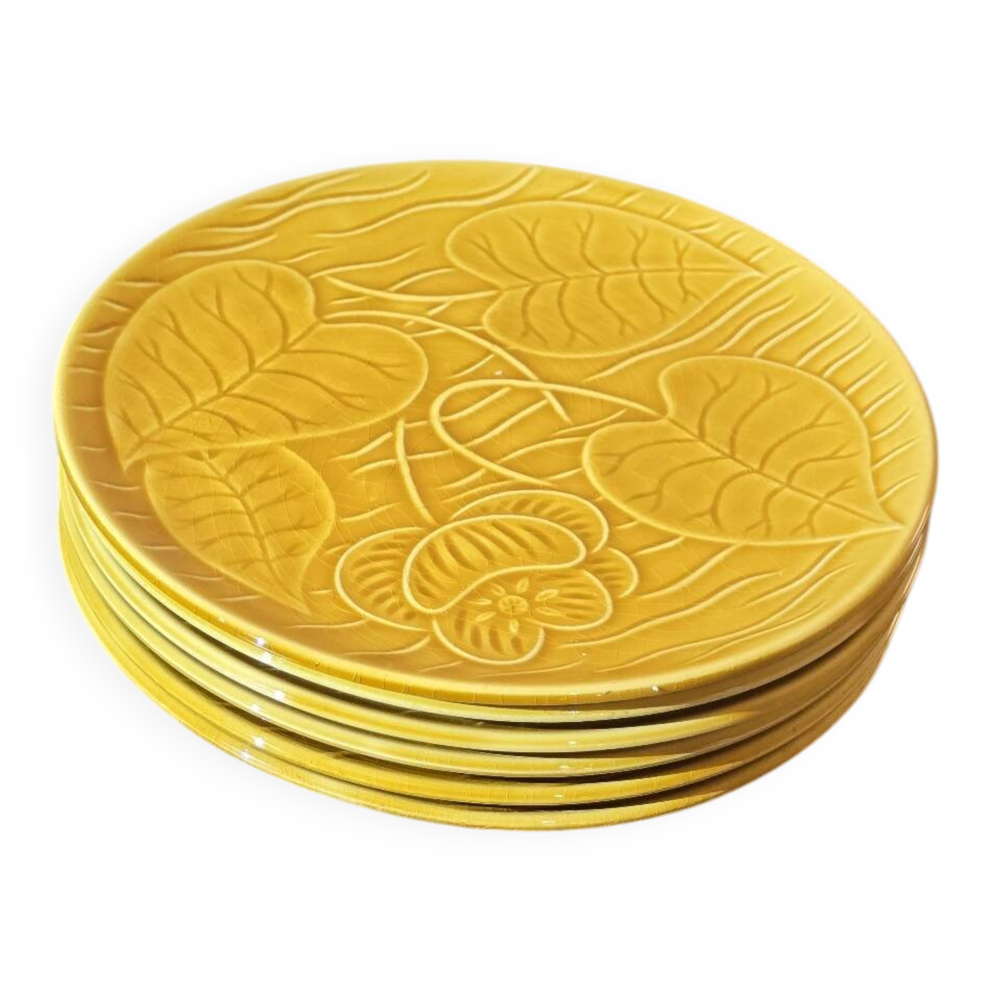 6 Sarreguemines water lily plates