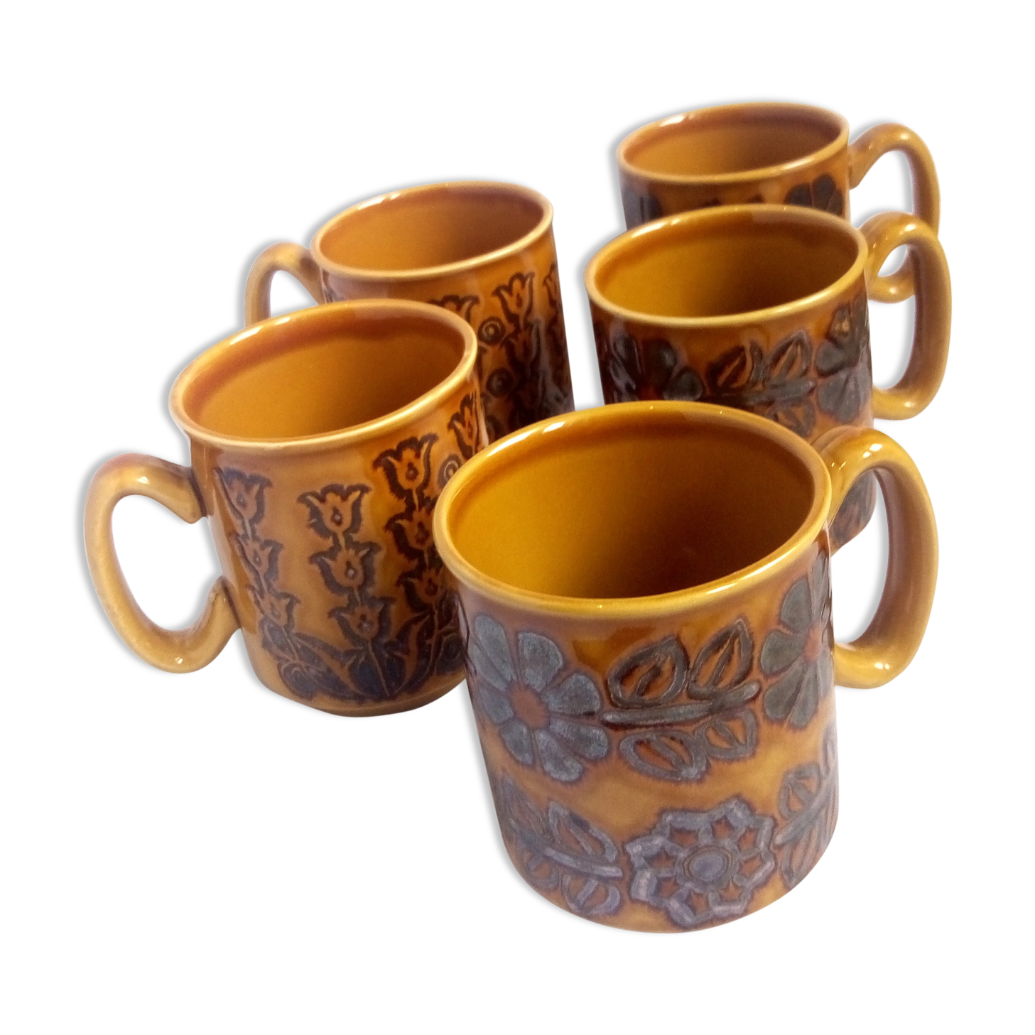 Lot de 5 tasses anglaises 70's
