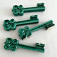 4 green ceramic knife rests in vintage key shape
