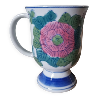 Mug tasse vintage porcelaine motif fleurs vintage