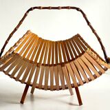 Chic folding table basket wood and bamboo vintage