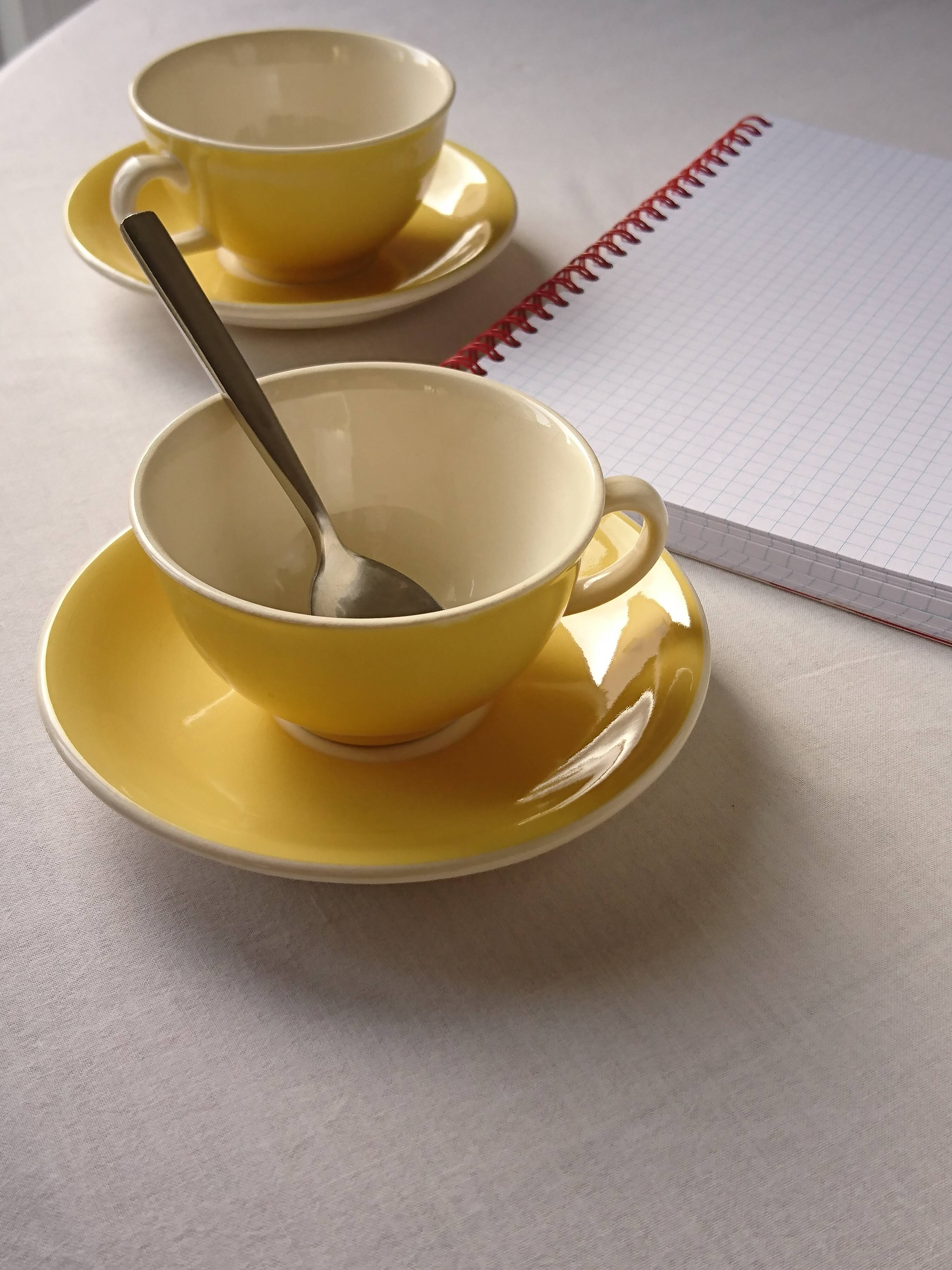 Coffee set 5 yellow cups Villeroy & Boch vintage