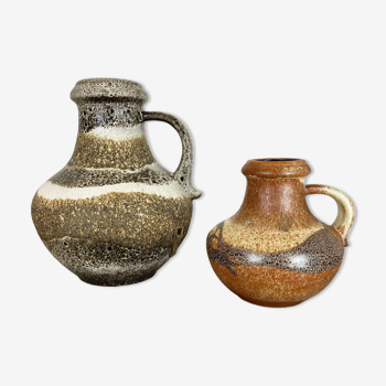 Ensemble de deux vases en fat lava en poterie par Scheurich, Allemagne, années 1970