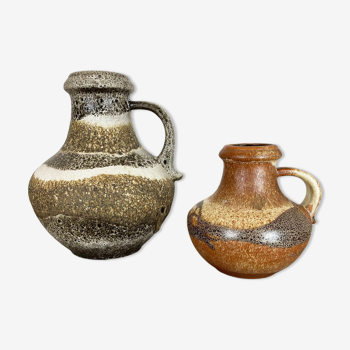 Set of two pottery fat lava vases by Scheurich, Germany, 1970s