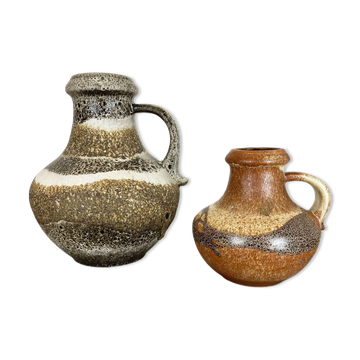 Ensemble de deux vases en fat lava en poterie par Scheurich, Allemagne, années 1970
