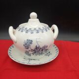 Sugar and its saucer in earthenware Sarreguemines model Vega