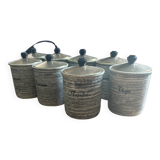 Series of eight vintage Salins spice jars