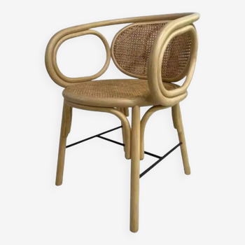 Rattan and cane armchair