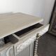 Louis XIII buffet with twisted column in grey patinated oak, two doors, two drawers.