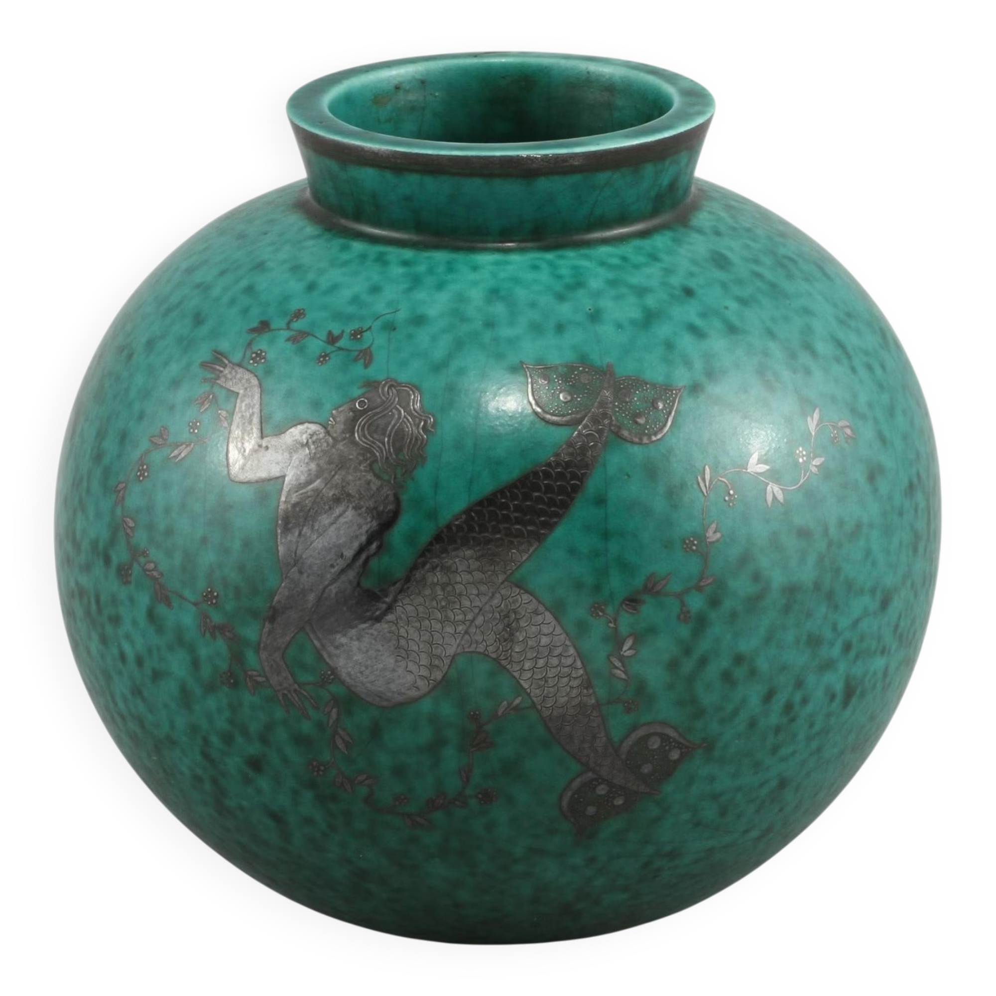 Wilhelm kage vase in ceramic "argenta" gustavsberg sweden 1940s marked