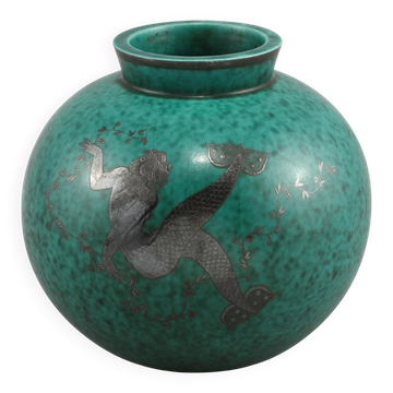 Wilhelm kage vase in ceramic "argenta" gustavsberg sweden 1940s marked