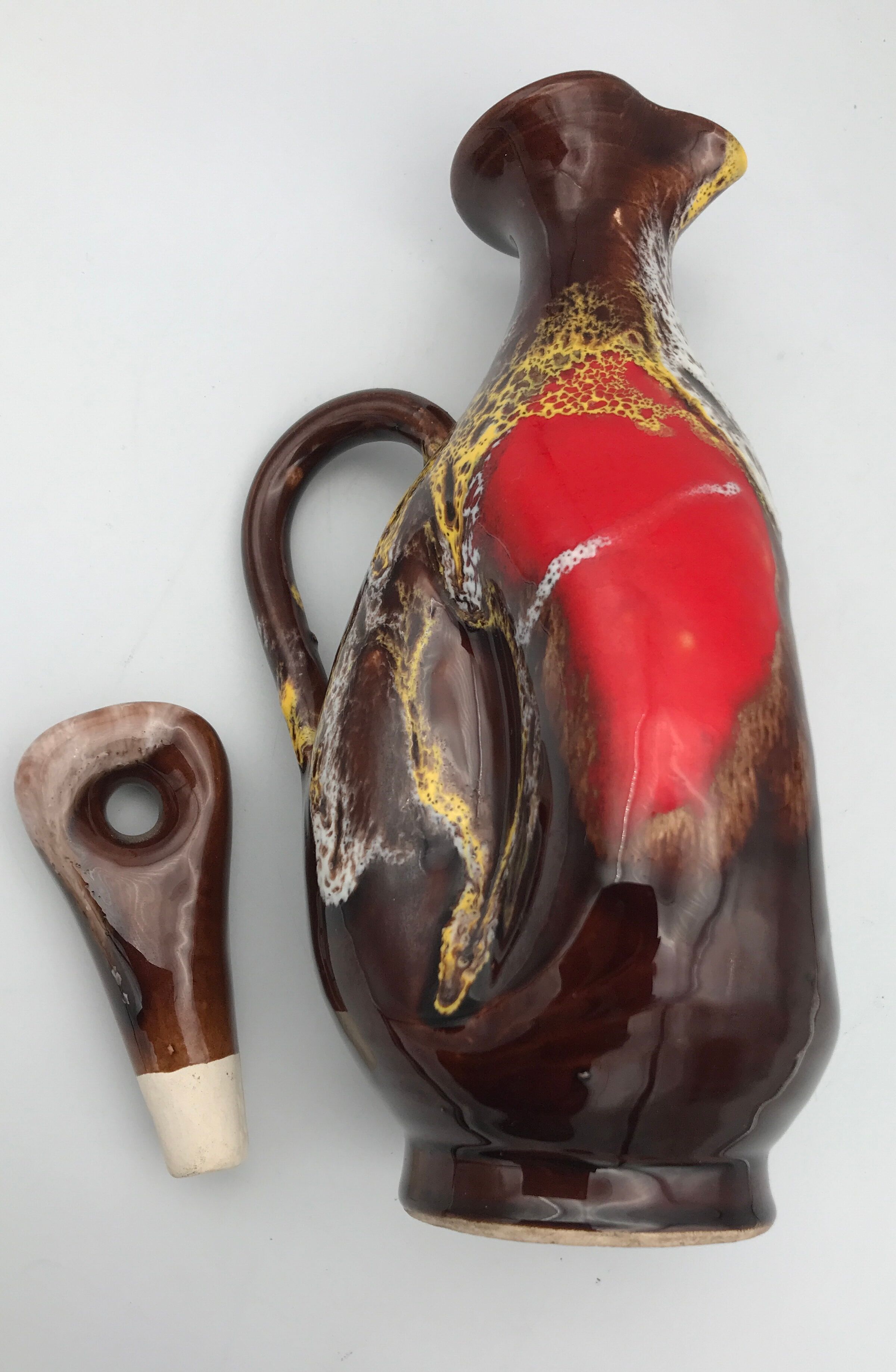 Ceramic bottle of vallauris polychrome enamel 25 cm