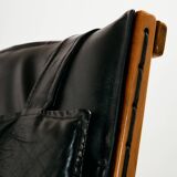 Fauteuil en hêtre avec revêtement en cuir