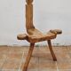Brutalist chair in solid wood, European handcrafted work from the early 20th century.