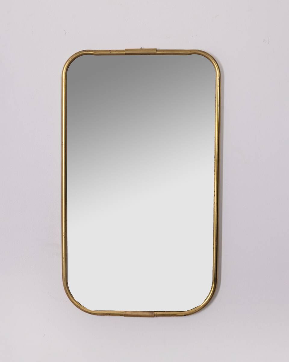 Vintage 60s wall mirror in golden brass italian design