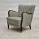 1960s, Danish armchair, light blue furniture fabric, beech wood.