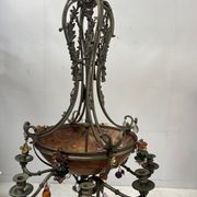 Napoleon III chandelier in bronze and alabaster with eight light arms, 19th century.