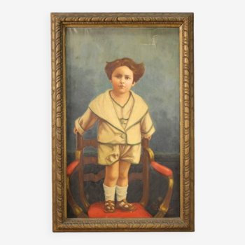 Painting portrait of a child signed and dated 1921