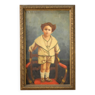 Tableau portrait d'enfant signé et daté 1921