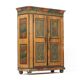 Antique Rustic Farmhouse Folk Art Painted Bridal Cabinet 1822