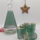 vintage digestive decanter and its matching glasses