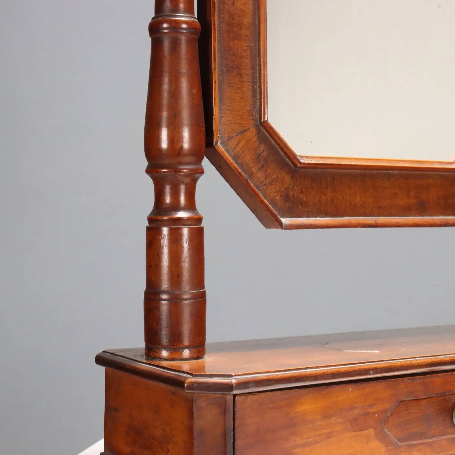 Antique walnut mirror with drawer, Italy, 19th century