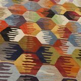 8x12 Kilim Rare Style Multicolor Designer Vintage Kilim Rug, 255x376 Cm