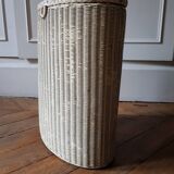 Coffre à linge en osier laqué blanc