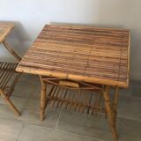 Pair of vintage rattan bedside tables 60 years