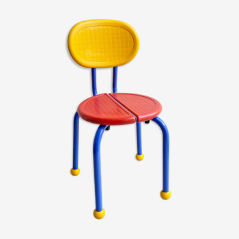 80s IKEA puzzle kids chair in Memphis style, Knut & Marianne Hagberg - primary colors