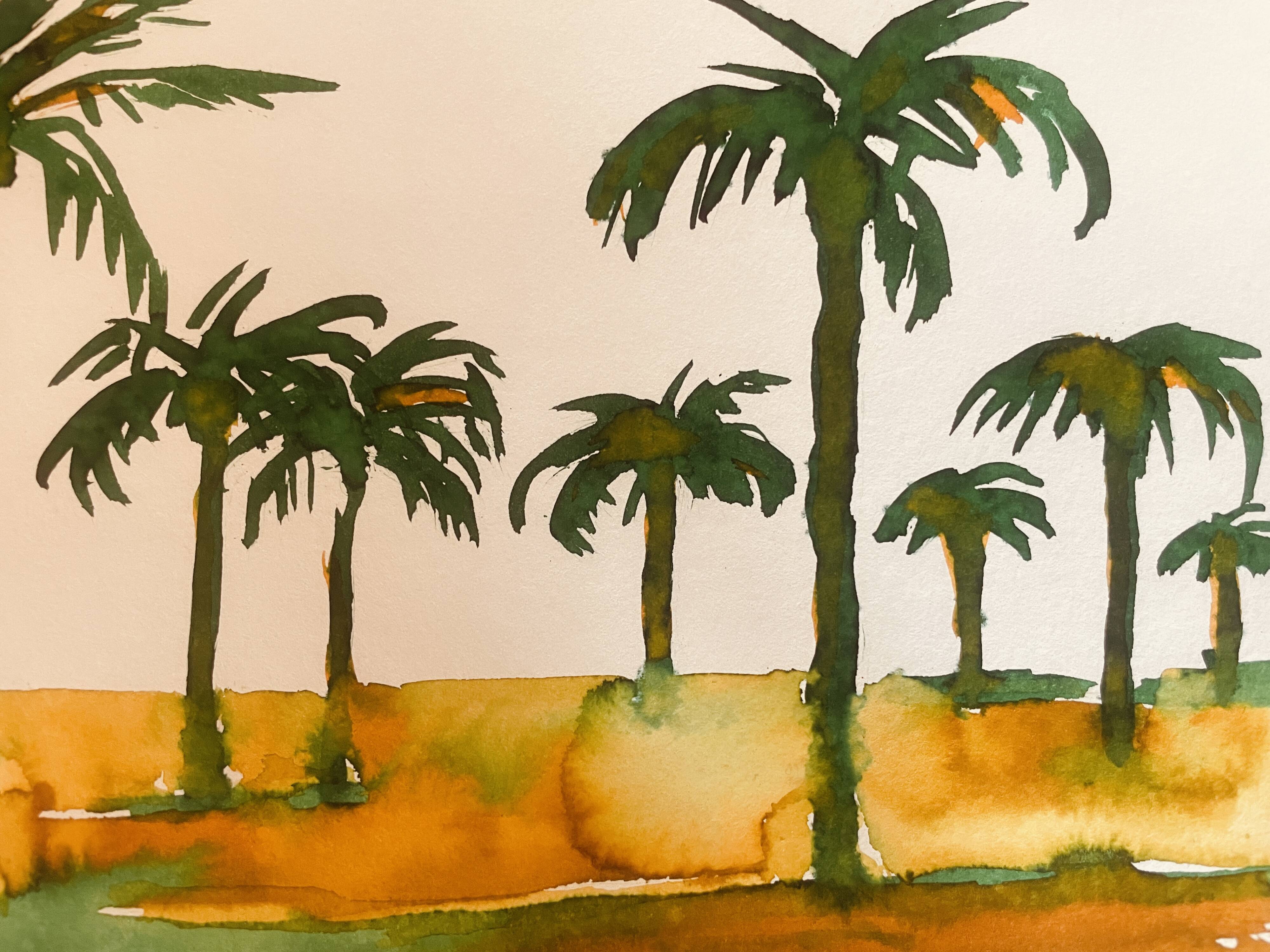 Tableau signé paysage Egypte « Lever de soleil sur le Nil »