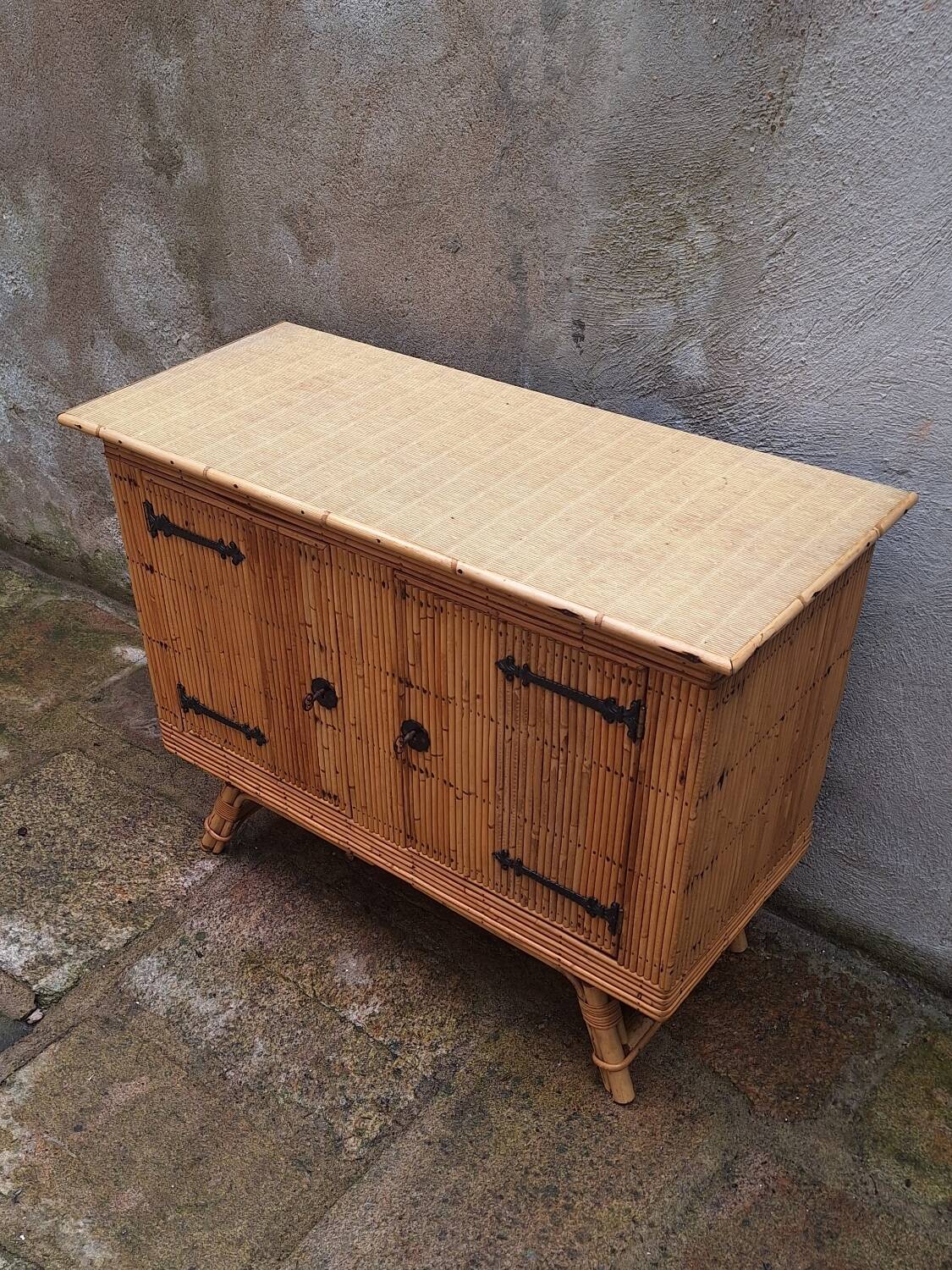 Rattan sideboard attributed to Audoux Minet