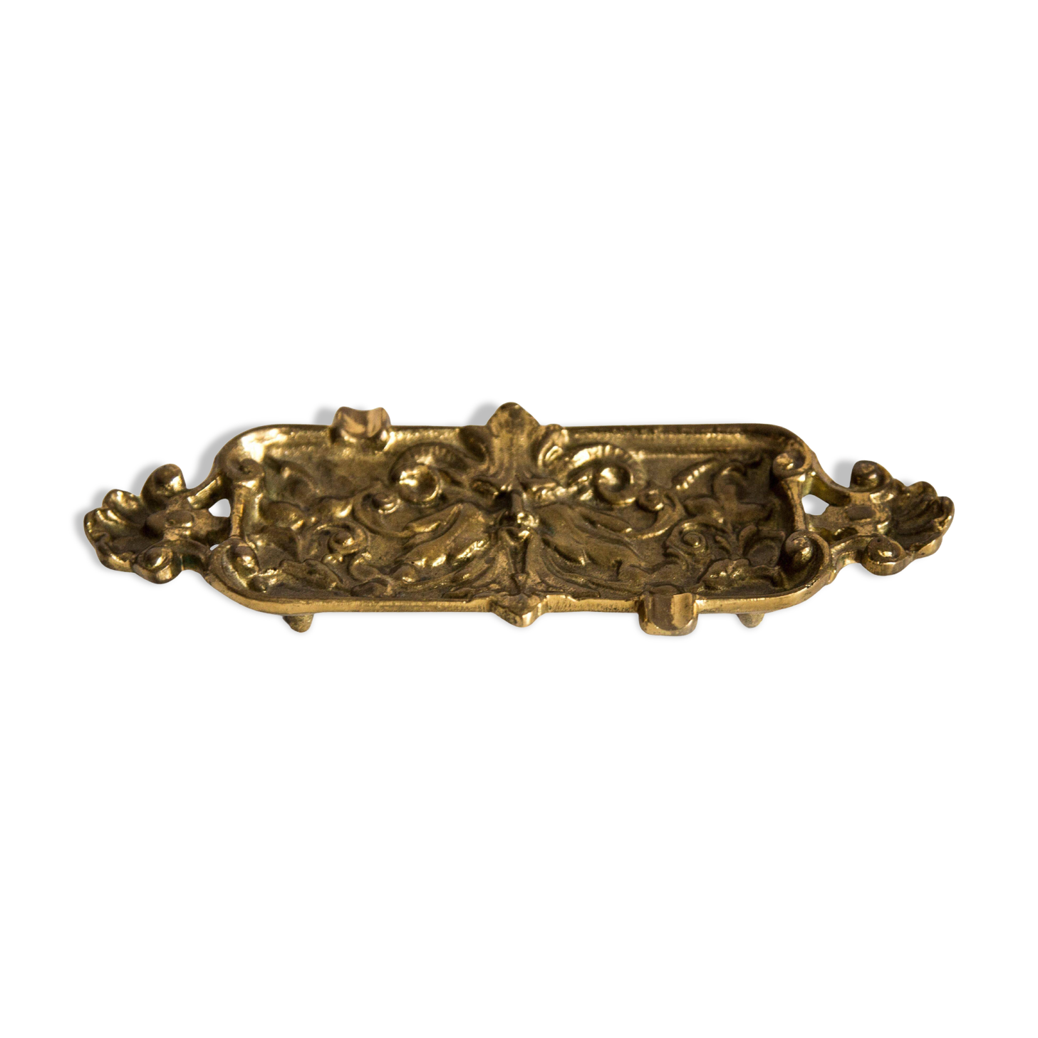 Small Bowl Ashtray in Brass Metal Mid-20th Century Golden Flowers Italy 1970s
