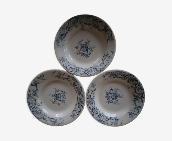 3 assiettes creuses anciennes gien XlXème