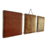 Vintage 1950s triptych barber brick hairdresser mirror - 30 x 76 cm