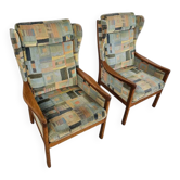 2 x Casala wingback / lounge / fauteuil en excellent état / 4 petits coussins / années 1960