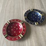 Vintage Pair of Catchall Trays – Solid Brass & Starry Enamel