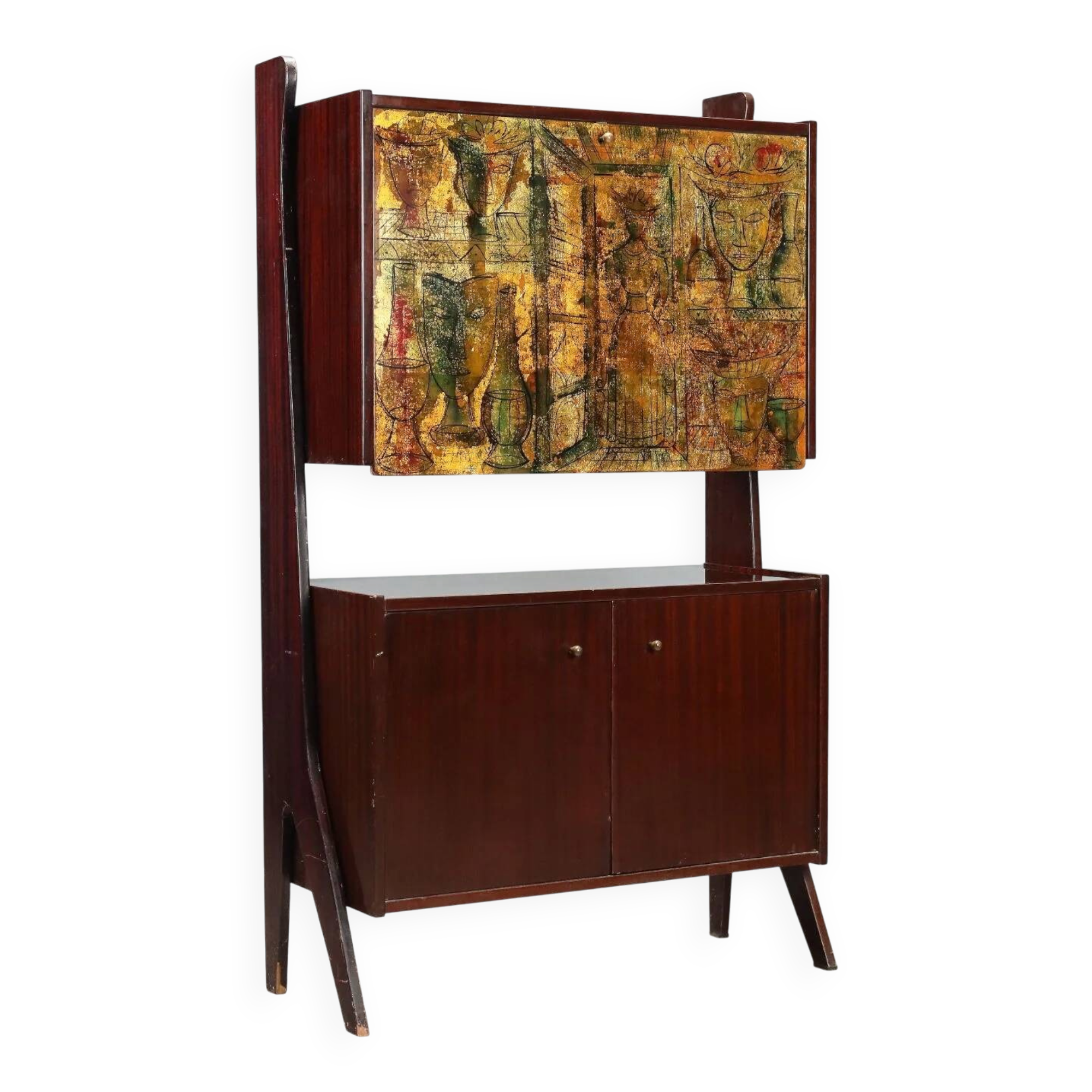 Vintage mahogany bar cabinet from the 1960s.