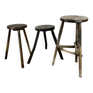 3 tabourets primitifs, - populaire