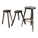 3 primitive stools, folk art