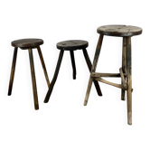 3 tabourets primitifs, art populaire