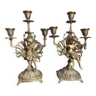 Antique bronze candlesticks