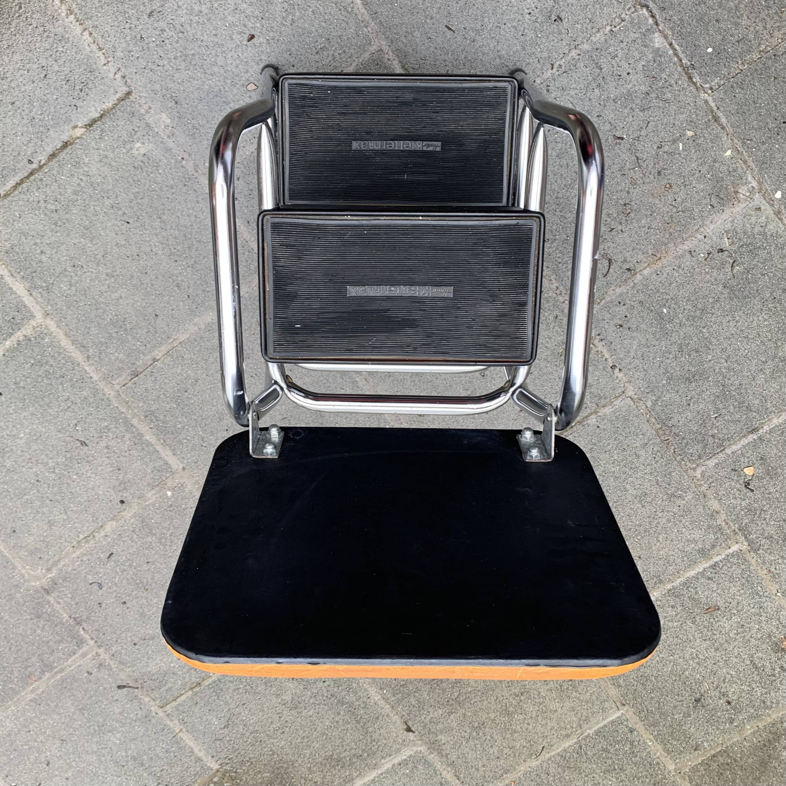 Vintage step stool in Skai and chrome metal - Hailo Klettermax