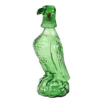 Carafe en verre vert Oiseau de proie Aigle Bessi Italie 29 cm